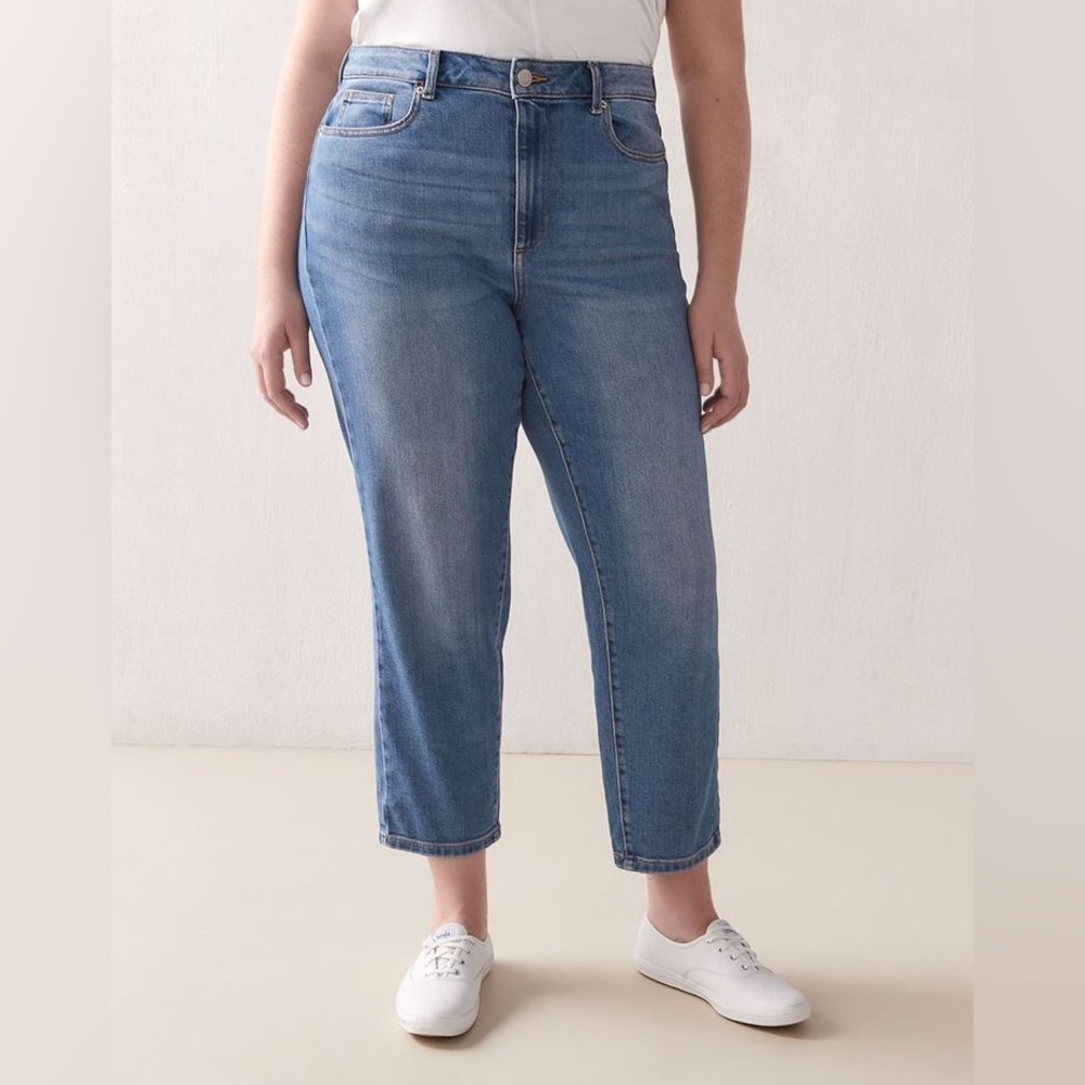 Addition Elle High-waisted Medium Wash Blue Mom Jeans